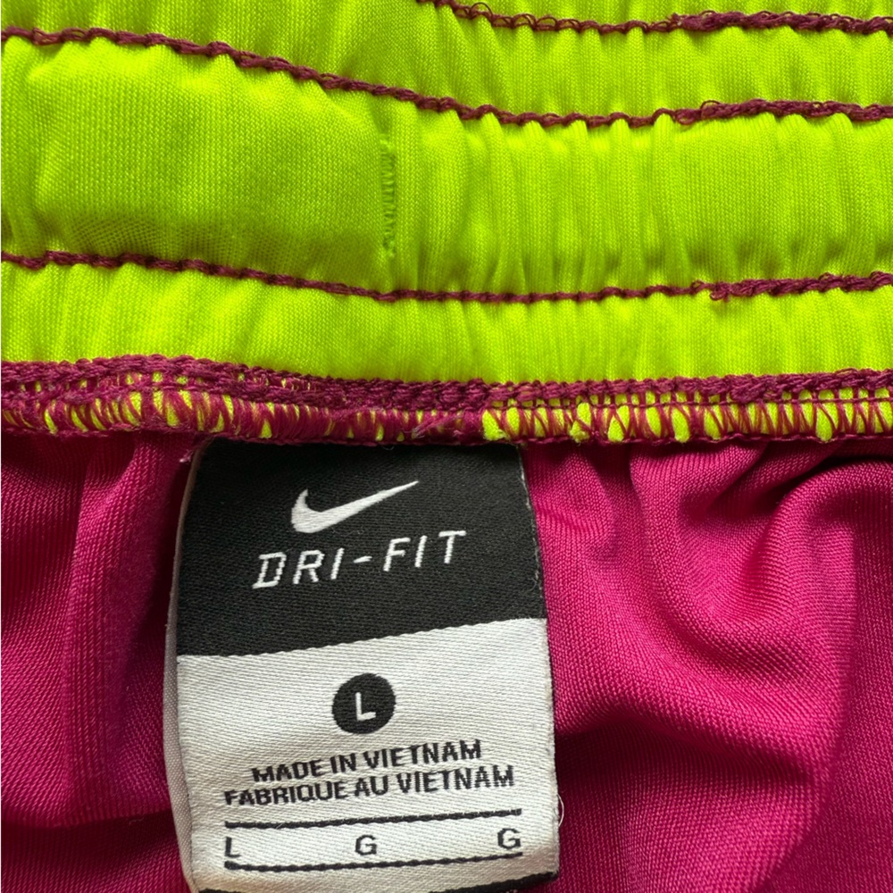Nike Dri Fit Purple Fluorescent Yellow Running Shorts Womens Size Large - Picture 7 of 9